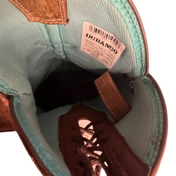 Durango Crush Driftwood Brown Leather Western Boots Lace-up Beaded Ties Size 8 - Picture 14 of 15